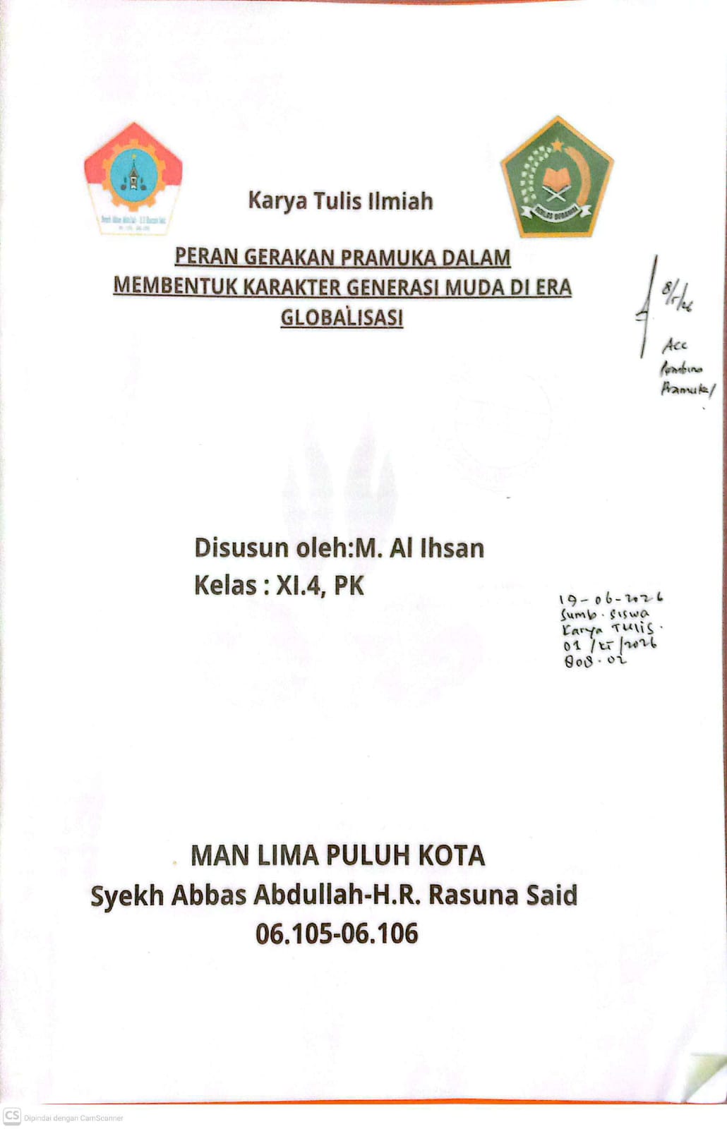 PERAN GERAKAN PRAMUKA  DALAM MEMBENTUK KARAKTER GENERASI MUDA DI ERA GLOBALISASI